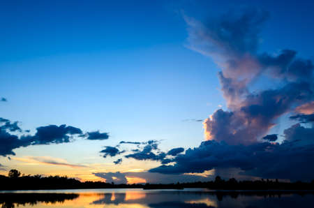 sunset on the lake backgroundの写真素材