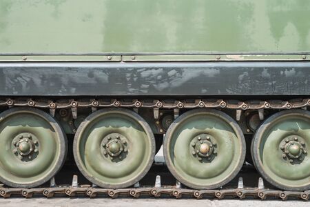 Tank close-up with wheel, caterpillarの写真素材
