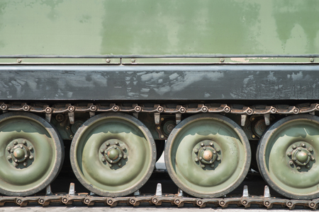 Tank close-up with wheel, caterpillarの写真素材