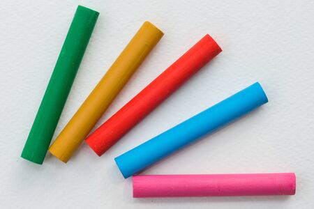 Oil pastels isolated on white backgroundの写真素材