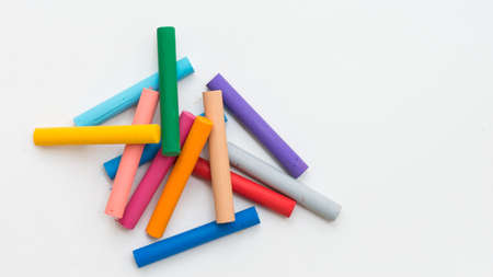 Oil pastels isolated on white backgroundの写真素材