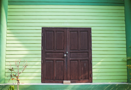 brown wooden vintage front doorの写真素材