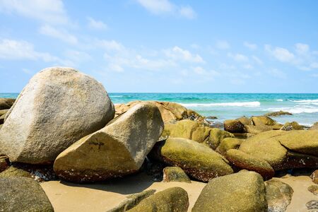 Beautiful natural sea scape against colorful morning light sky use as background,backdrop , nature sea scene and landscape photographyの写真素材