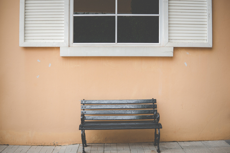 Vintage windows with Orange wall, colorfulの写真素材