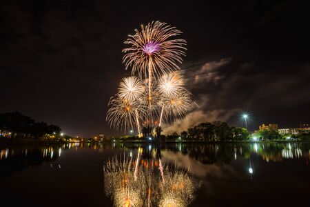 Beautiful fireworks celebration in New Year or Christmas dayの写真素材