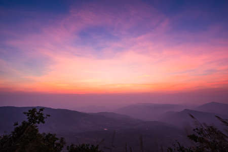 Aerial view, high angle view landscape on sunriseの写真素材