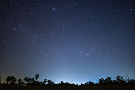 Landscape with Milky Way galaxy, Night sky with stars