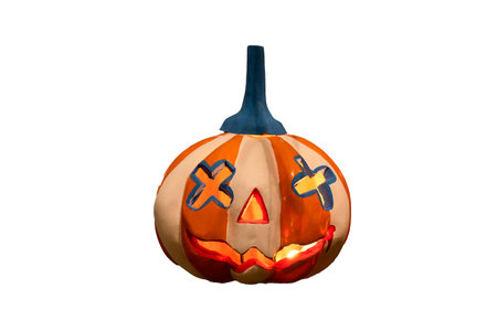 Halloween pumpkin isolated on white backgroundの写真素材
