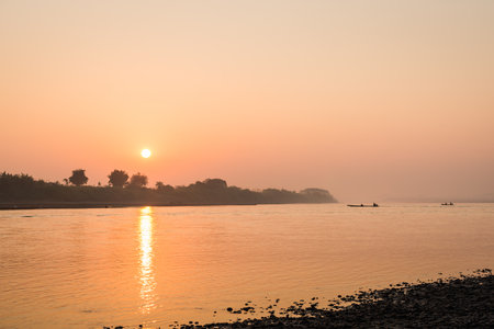 sunrise at the Mekong River, Thailandの写真素材