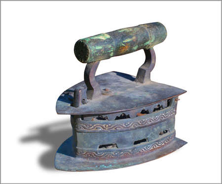 antique brass isolated on whiteの写真素材