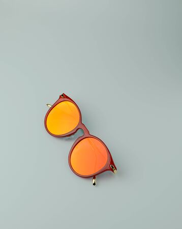 Bright orange sunglasses for the summer seasonの写真素材