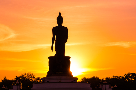 buddha statue isolated with sunset.の写真素材