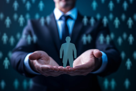 Businessman selected employee icon hr management concept.の素材