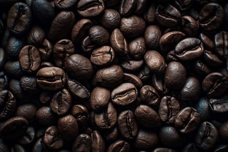 Roasted coffee beans, can be used as a background or textureの素材