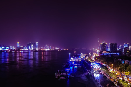 City night view of Wuhanの写真素材