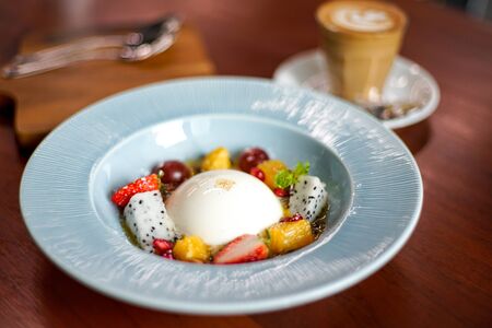 Mix fruit pannacotta in Thailandの写真素材