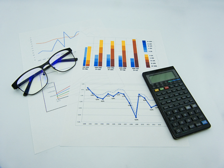 Data graphs and diagrams on white backgroundの写真素材