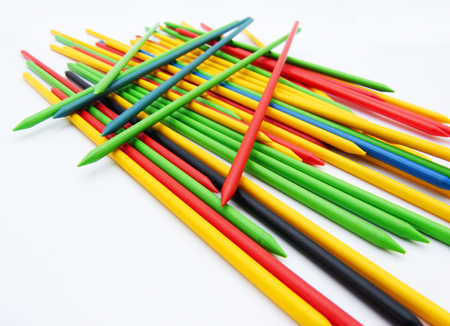 The game of shangai or mikado, colored plastic sticksの写真素材