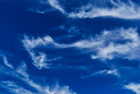 Blue sky with white clouds, background, cloudscapeの写真素材