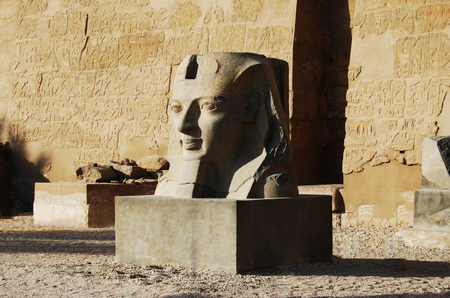 Statue outside the main temple of Luxor, Egyptの写真素材