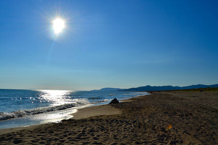 Sun high seaの写真素材