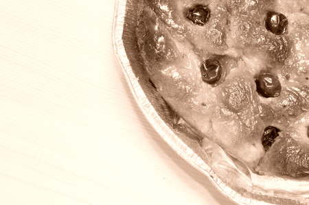 Homemade crushed grapes, retro sepia tone, from aboveの写真素材