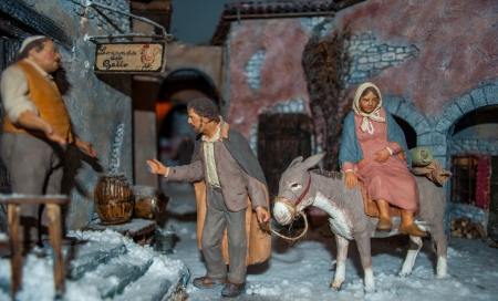 traditional Neapolitan Christmas crib with the typical charactersの写真素材