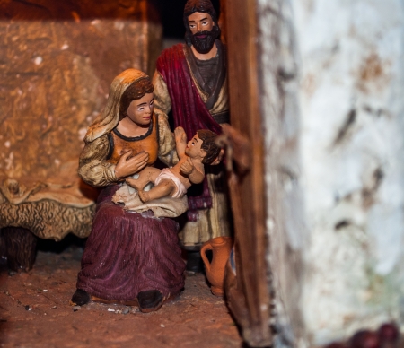 traditional Neapolitan Christmas crib with the typical charactersの写真素材