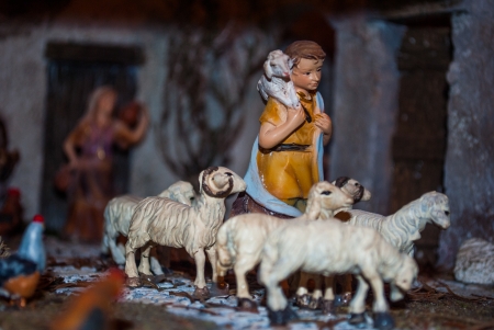 traditional Neapolitan Christmas crib with the typical charactersの写真素材