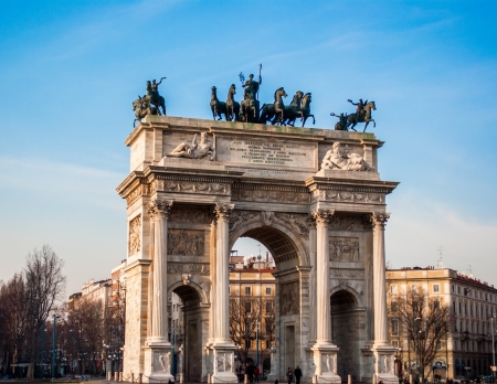 Arch of Peace of Milan, built in 1800 in neo-classical architectural styleの写真素材