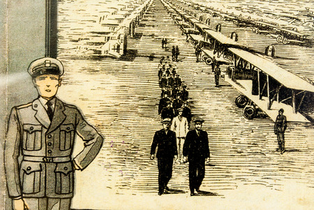 old illustration of aeronautics of World War I