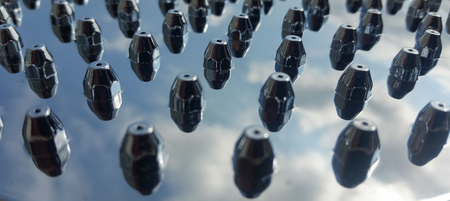 closeup of shower tray nozzlesの写真素材