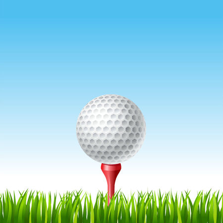 vector illustration of Golf ball on a tee on a grassのイラスト素材