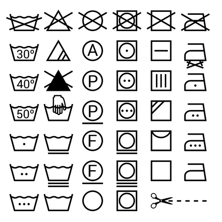 Set of washing symbols. Laundry icons isolated on white backgroundのイラスト素材