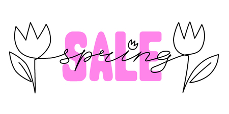 Spring sale background banner with beautiful tulips. Spring sale banner, sale poster, sale flyer. - Vectorのイラスト素材