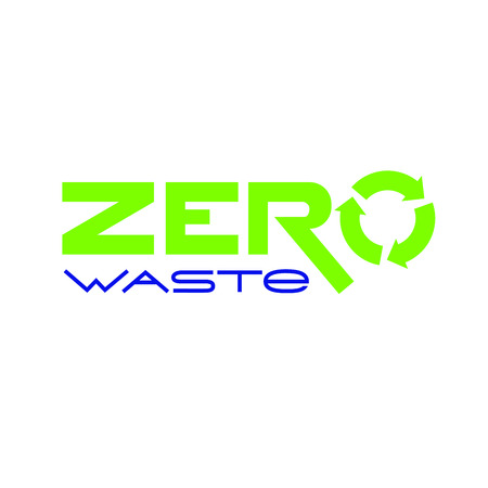 Zero waste emblem with rotating life cycle or recycle arrows symbol. Waste management concept isolated illustration on white background. - Vectorのイラスト素材