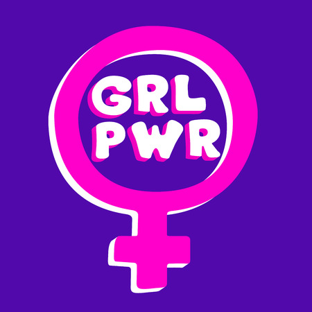 Girl Power handdrawn illustration. Feminism quote made in vector. Woman motivational slogan. Inscription for t shirts, posters, cards. - Vectorのイラスト素材