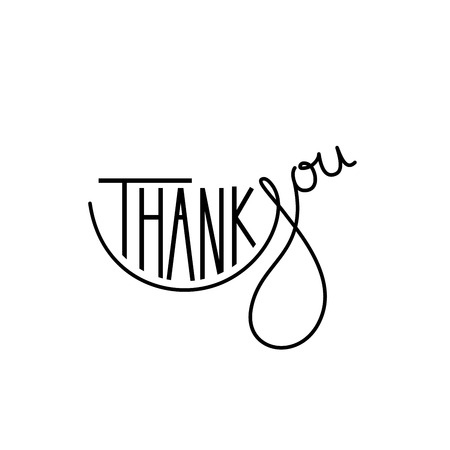 Thank you handwritten inscription. Hand drawn lettering. Thank you card.のイラスト素材