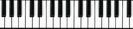 synthesizer keyboard on isolated white background. Panoramic Piano keyの写真素材