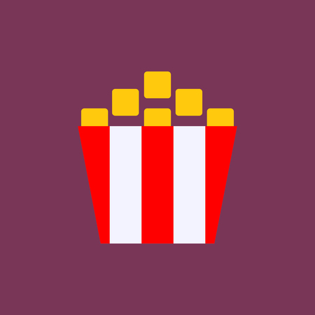 Popcorn. Cinema icon in flat style. - Vectorのイラスト素材