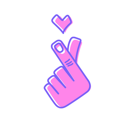Korean symbol hand heart, love symbol in k pop. Design element for poster, valentine s day poster, greeting card, banner, a print on t shirts and bags, poster. - Vectorのイラスト素材