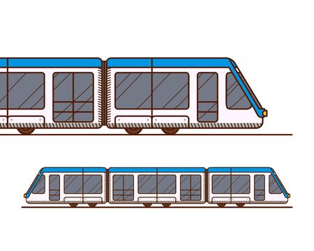 Modern high speed train. Railroad travel and railway tourism. Subway or metro isolated on white backgroundのイラスト素材