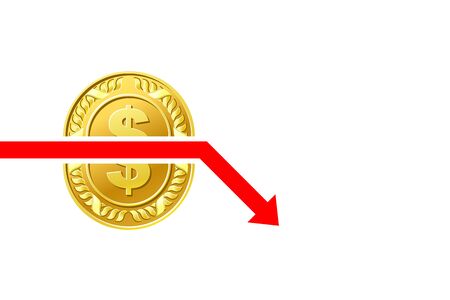Business finance crisis concept. Bankruptcy vector illustration isolated on white background. Money fall down symbol.のイラスト素材