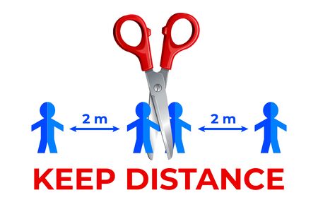 Poster Keep a distance with other people. Precautions for the coronavirus. Steps to protect yourself.のイラスト素材