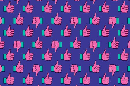 Like and dislike. Pattern on purple backgroundのイラスト素材