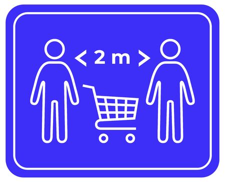 Keep distance from others at the supermarket. Precautions for the coronavirus. Steps to protect yourself.のイラスト素材
