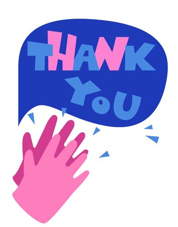 Thank you with clapping hands for your help, symbol, poster template. Thank you doctor and nurses and medical personnel team for fighting.のイラスト素材