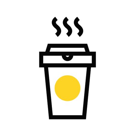 Take away coffee cup icon on white background. Disposable cup vector illustration. Coffee to go icon in flat styleのイラスト素材