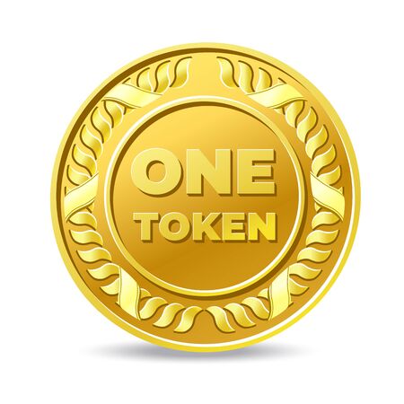 Golden One Token coin iconのイラスト素材