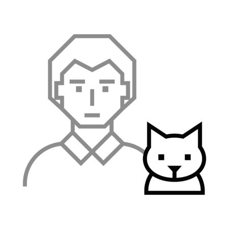 Icon man with cat. Can fit different concepts. Design template for pet shops, veterinary clinics and badges for websites and printsのイラスト素材